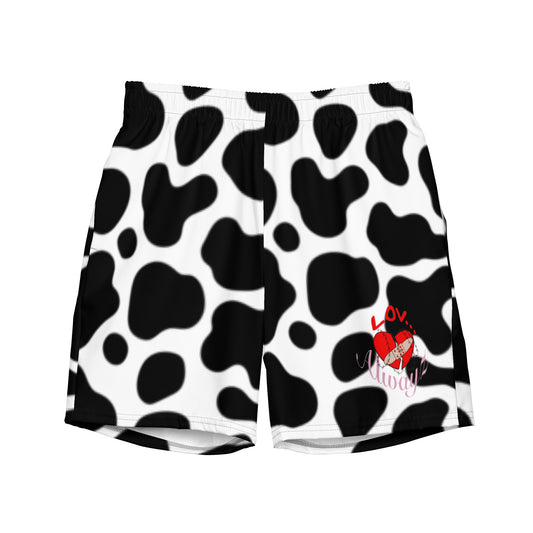 Cow Print Swim Trunks